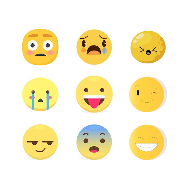 Großer Satz von iOS-Emoji-Symbolen, lustige Gesichter mit Gesichtsausdrücken, voll redigierbare Vektor-Symbole für iOS