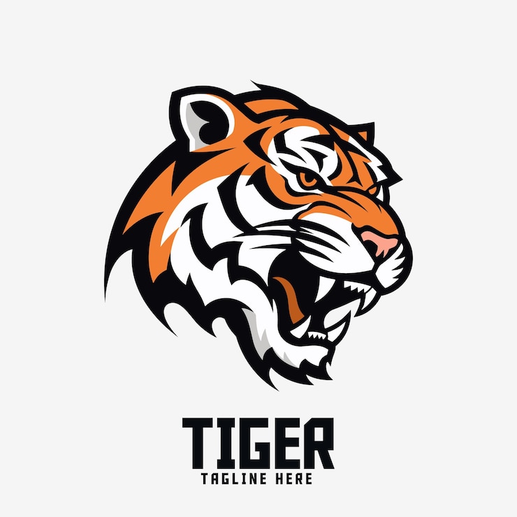 Vektor großes katzensymbol-abzeichen-emblem für sport und esport. tiervorlage. tigerkopf-maskottchen-logo