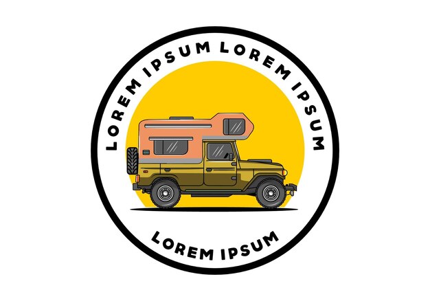 Großes überlandauto-illustrationsabzeichendesign