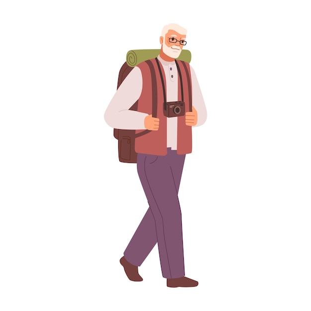 Großvater mit rucksackwandern