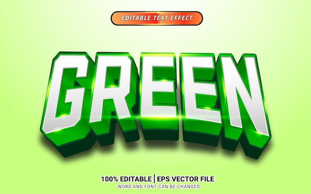 Grün glänzendes Luxus-3D-Texteffekt-Vorlagen-Design-Schlagzeilen-Textelement