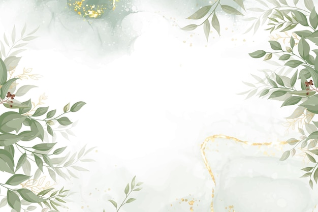 Grün-Hochzeits-Einladungs-Design mit Blumen und Aquarell