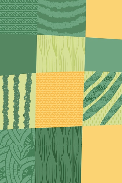 Grüne abstrakte karte muster vektor-illustration öko-farm-feld-hintergrund patchwork-poster der landwirtschaft bio-ackerland-karte kunterbunte landschaft landschaft luftbild ökologie-postkarte