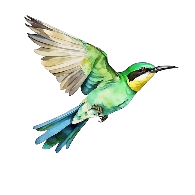 Grüne Bienenfresser-Vogel-Aquarellfarbe