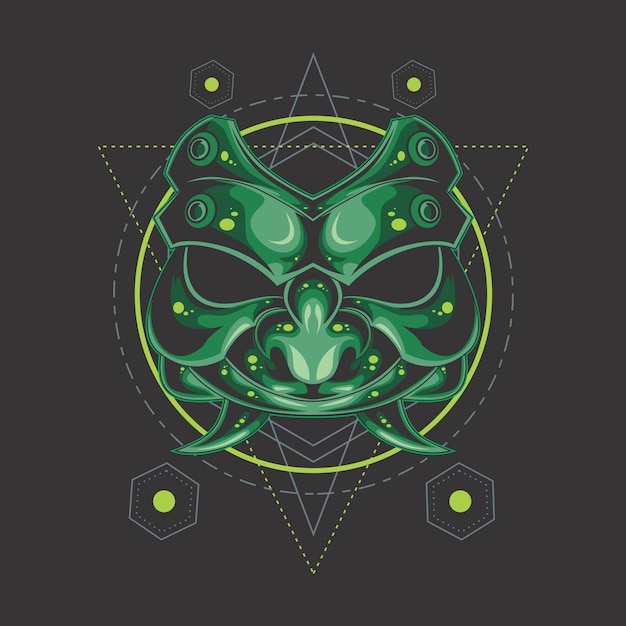 Grüne dämonenmaske heilige geometrie
