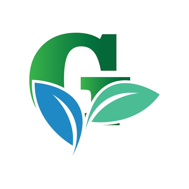 Grüne eco-blatt-buchstabe g-logo-illustrationsdesign-vorlage