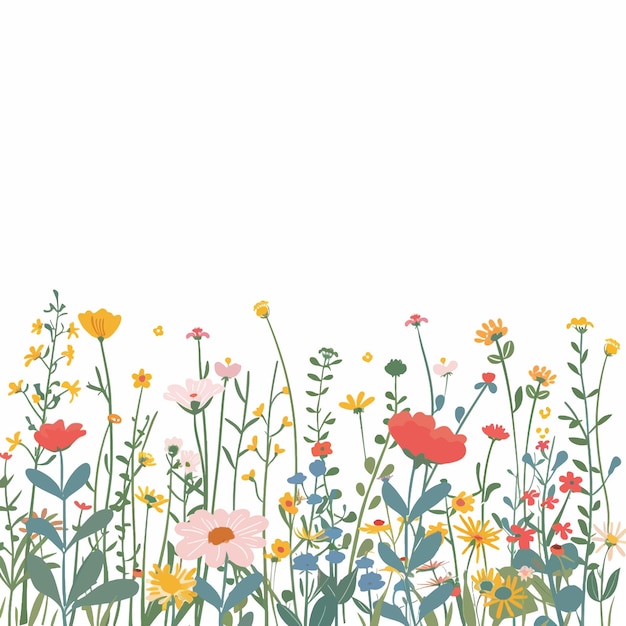Grüne Frühlingswiese mit Wildblumen 51