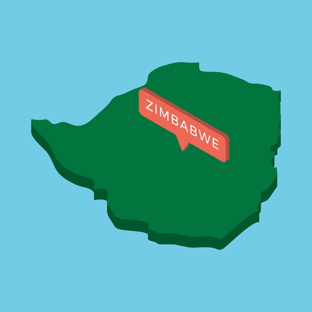 grüne isometrische Karte von Simbabwe Land mit Zeiger