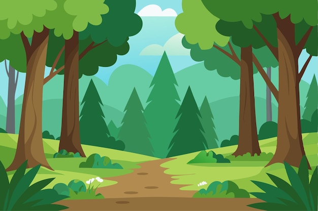 grüne Landschaft mit Waldvektorillustration