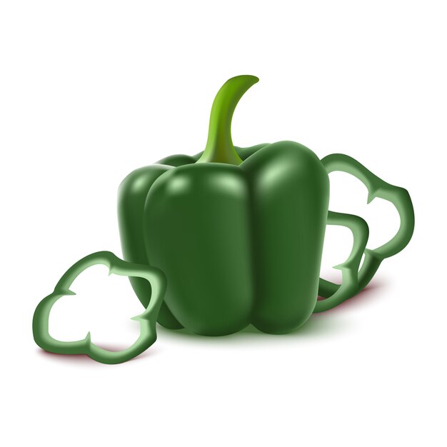 Grüne Paprika und seine Scheiben