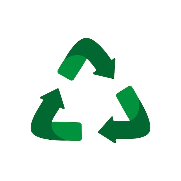 Grüne pfeile recyceln öko-symbol. grüne farbe. recyceltes zeichen. zyklus recyceltes symbol. symbol für recycelte materialien. flache vektordesignillustration lokalisiert auf weißem hintergrund