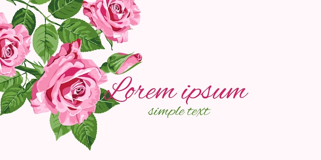 Grüne rosa Rosen Blumenmuster Grußkarte