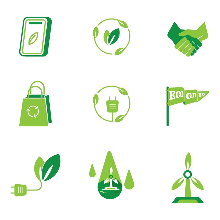 Vektor grüne umwelt-ikonen-sammlung