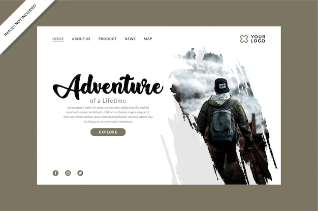 Grüne und schwarze Abenteuer-Landing Pages