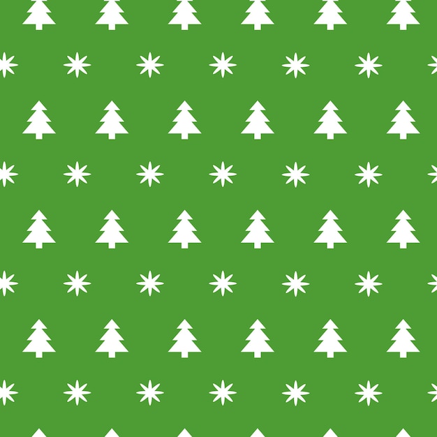 Grüne Weihnachten nahtlose Muster mit kleinen Schneeflocken Schnee Weihnachtsbäume Neujahr Hintergrund für Tapeten Stoff Textilverpackungen Geschenkdesign Winter Vorlage Banner drucken Vektor-Illustration