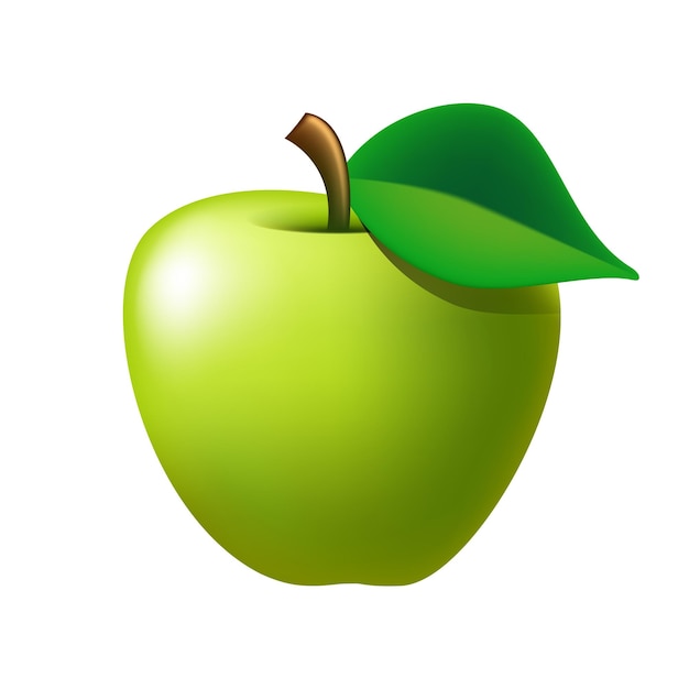 Grüner Apfel Vektor 3D-Clipart isoliert auf weißem Hintergrund