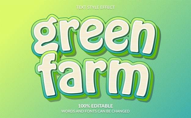 Grüner bauernhof-text-stil-effekt