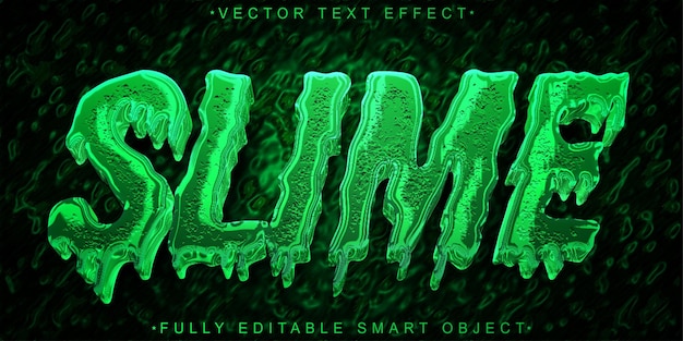 Grüner Flüssigkeitsschleimvektor voll redigierbarer Smart Object Text-Effekt
