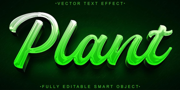 Grüner glänzender Pflanzenvektor voll redigierbarer Smart Object Text-Effekt