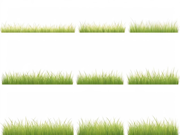 Grüner Grasrand realistisches Design Grünes Gras flaches horizontales Banner-Set