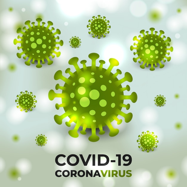 Grüner Hintergrund der Coronavirus-Viruszellen.