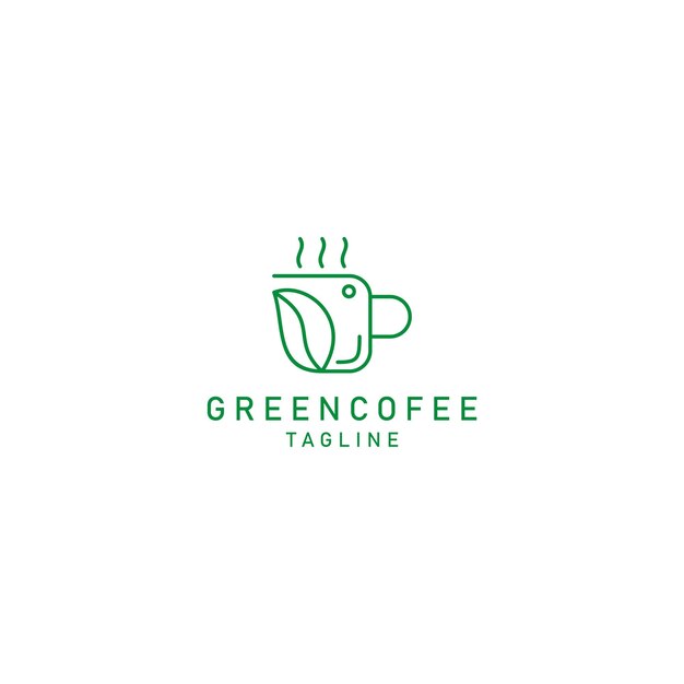 Grüner kaffee-logo-design-symbolvektor