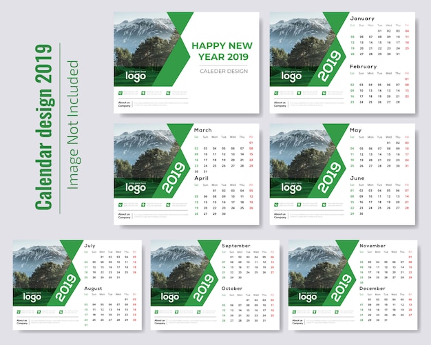 Grüner Tischkalender 2019