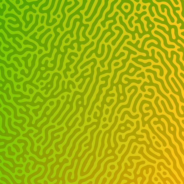Grüner Turing-Reaktionsverlaufshintergrund. Abstraktes Diffusionsmuster mit chaotischen Formen. Vektor-Illustration.