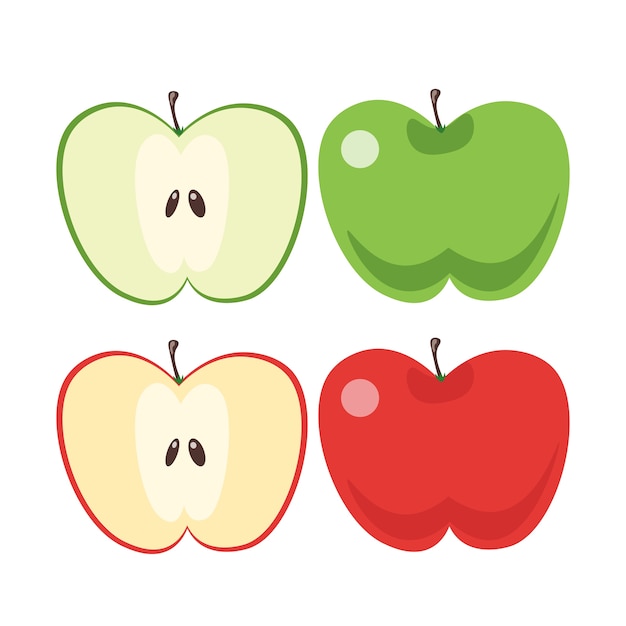 Grüner und roter Apfel geschnitten