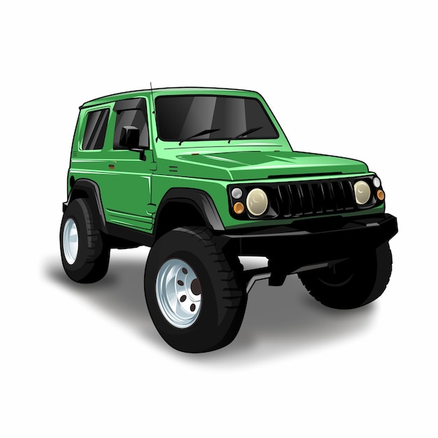 Vektor grünes auto offroad-vektor jeep