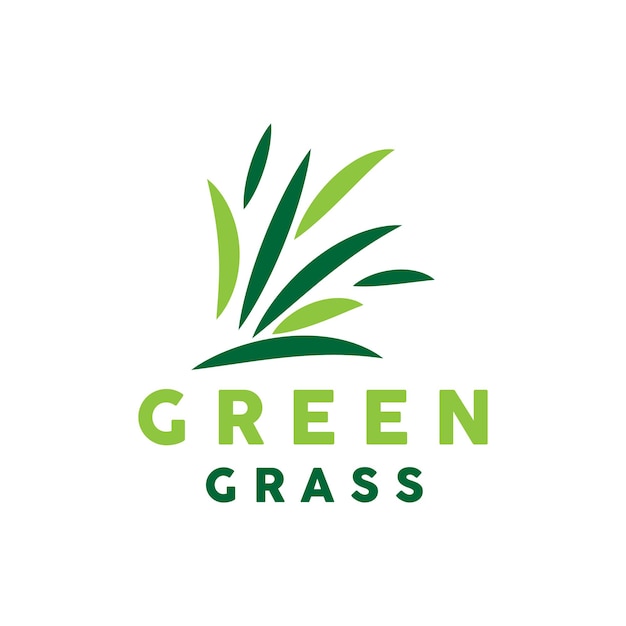 Grünes gras, logo, natur, pflanze, vektor, landwirtschaft, blatt, einfache, design, schablone, symbol, illustration