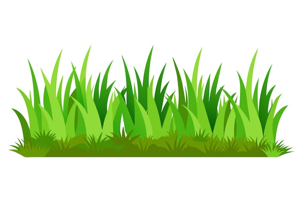 Grünes Gras Tufts Reihe flache Vektor-Illustration auf weißem Hintergrund