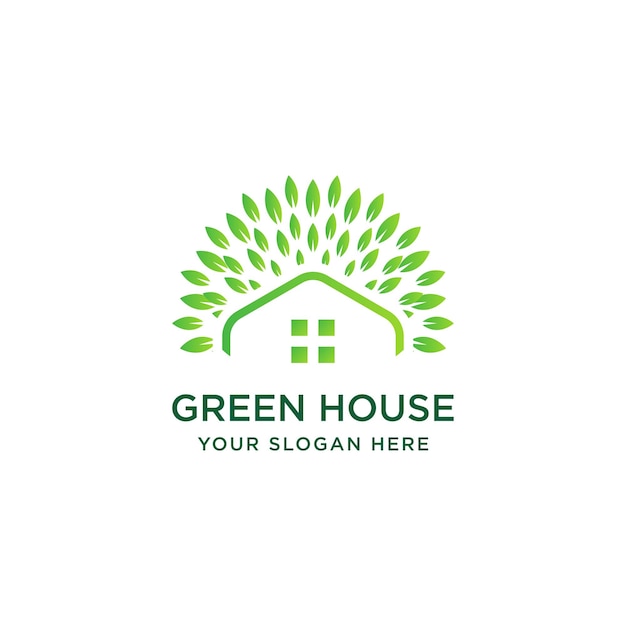 Grünes haus, logo, schablone, design, vektor, illustration