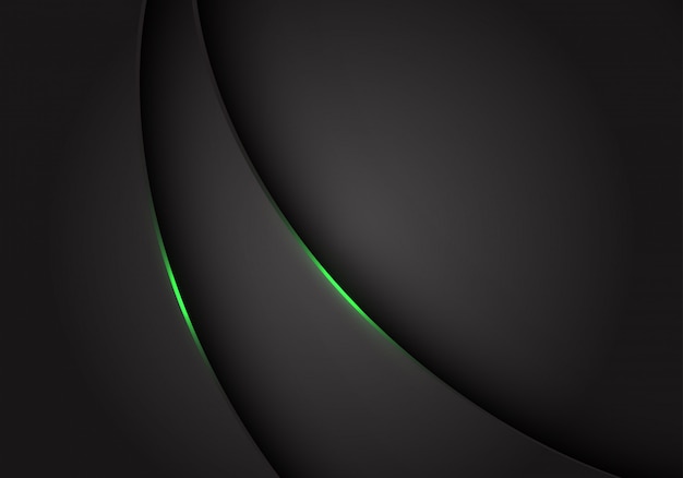 Grünes Licht auf dunkelgrauem grauem metallischem Kurvenüberlappungshintergrund.