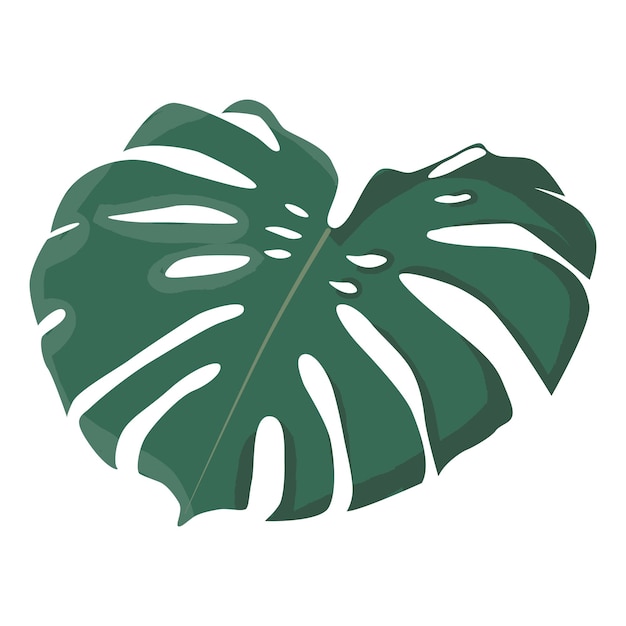 Vektor grünes monstera-blatt-flaches design-aufkleber-symbol-darstellung auf weißem hintergrund