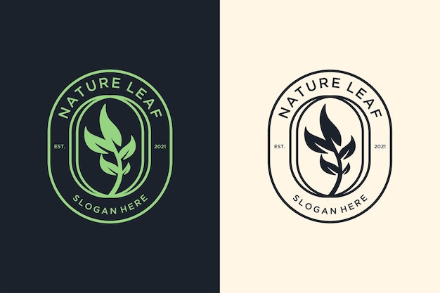 Grünes naturblatt-vintage-logo-design