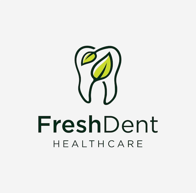 Grünes öko-zahn-dental-blatt-logo design gesundheit natur