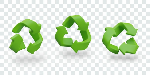 Grünes Recycling-Zeichen Dreieck aus grünen Pfeilen Müllsortierung und -verarbeitung