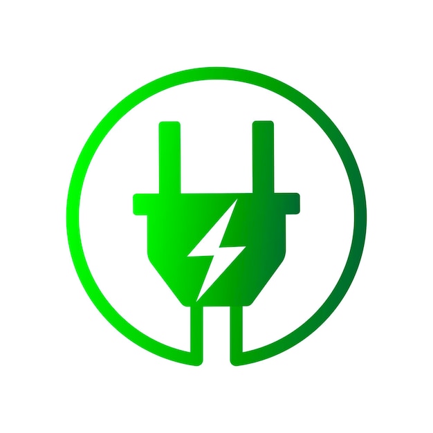 Grünes Symbol für das Aufladen des Elektroautos, flacher Designvektor