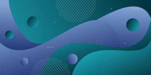 Grünes und blaues geometrisches Geschäftsbannerdesign Kreatives Bannerdesign mit Wellen- und Linienform