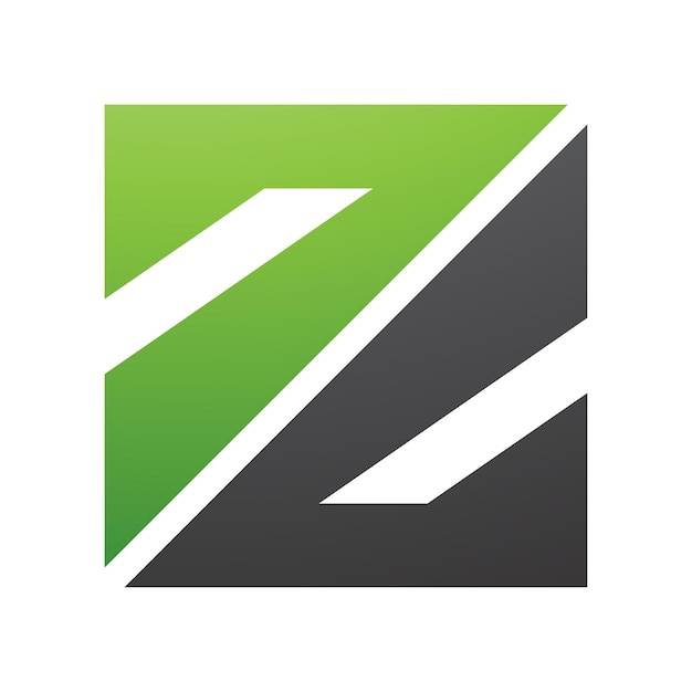 Grünes und schwarzes dreieckiges quadratisches ikon mit dem buchstaben z