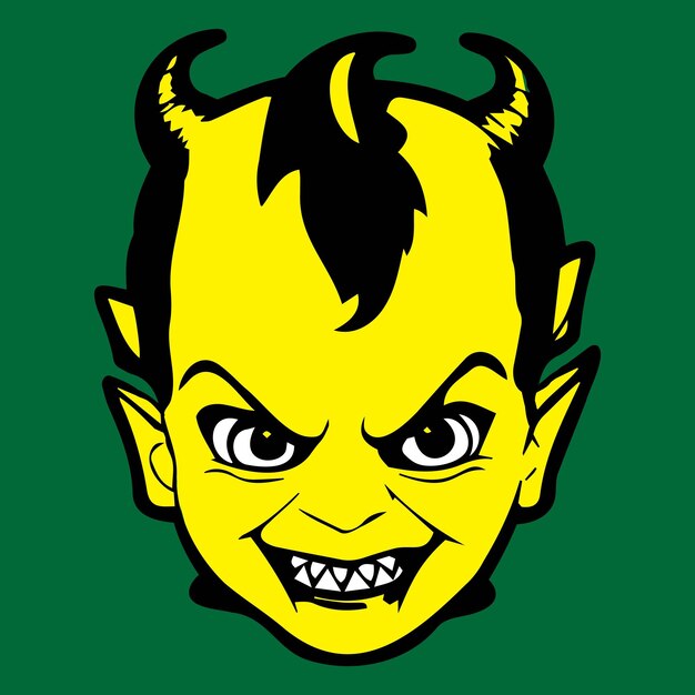 Vektor grünes vektorillustrations-logo für zeichentrickfilme von baby devil