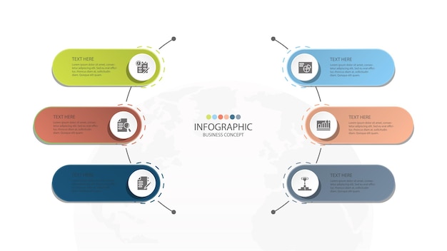 Grundlegende Kreis-Infografik-Vorlage mit 6 Schritten Prozess oder Optionen Prozessdiagramm Wird für Prozessdiagramm-Präsentationen verwendet