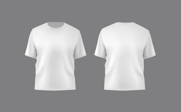 Grundlegendes weißes männliches T-Shirt realistisches Mockup Vorder- und Rücksicht Leer Textildruck Vorlage Kleidung