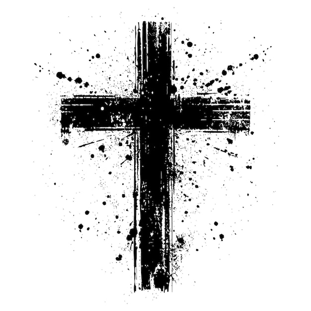 Grunge-christliches Kreuz-Symbol Vektor-Illustration