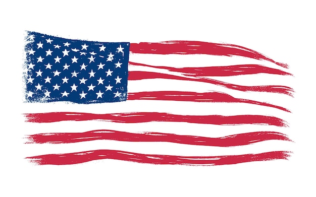 Vektor grunge-flagge der usa auf der weißen hintergrundvektorillustration