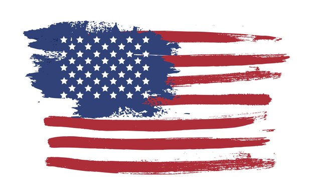 Vektor grunge-flagge der usa hand gezeichnete illustration