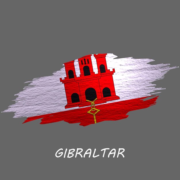 Grunge gestaltete flagge von gibraltar pinselstrichhintergrund