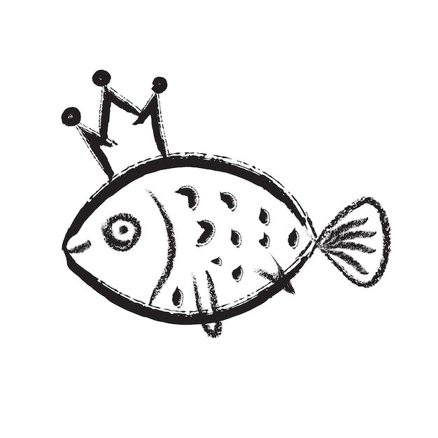 Grunge handgezeichnete süße Fische