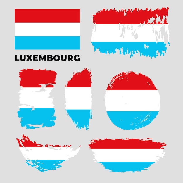 Grunge-luxemburg-flaggen setzen vektorgrafik isoliert auf weißem hintergrund